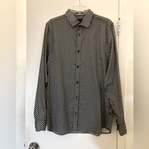 Men’s Ted Baker Black White L/S Button Front Shirt size 4 Medium